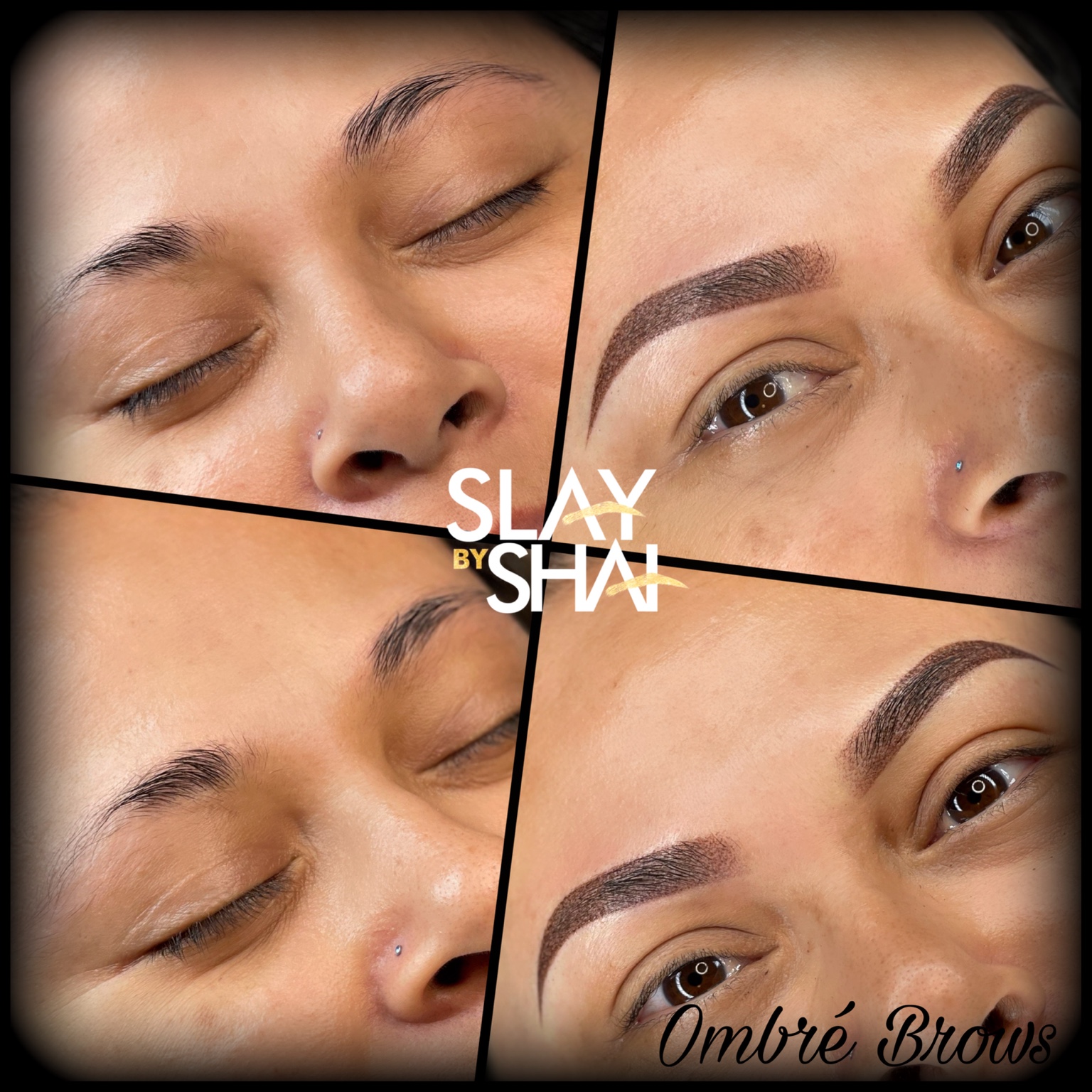 Ombré brow transformation — original client before and after collage